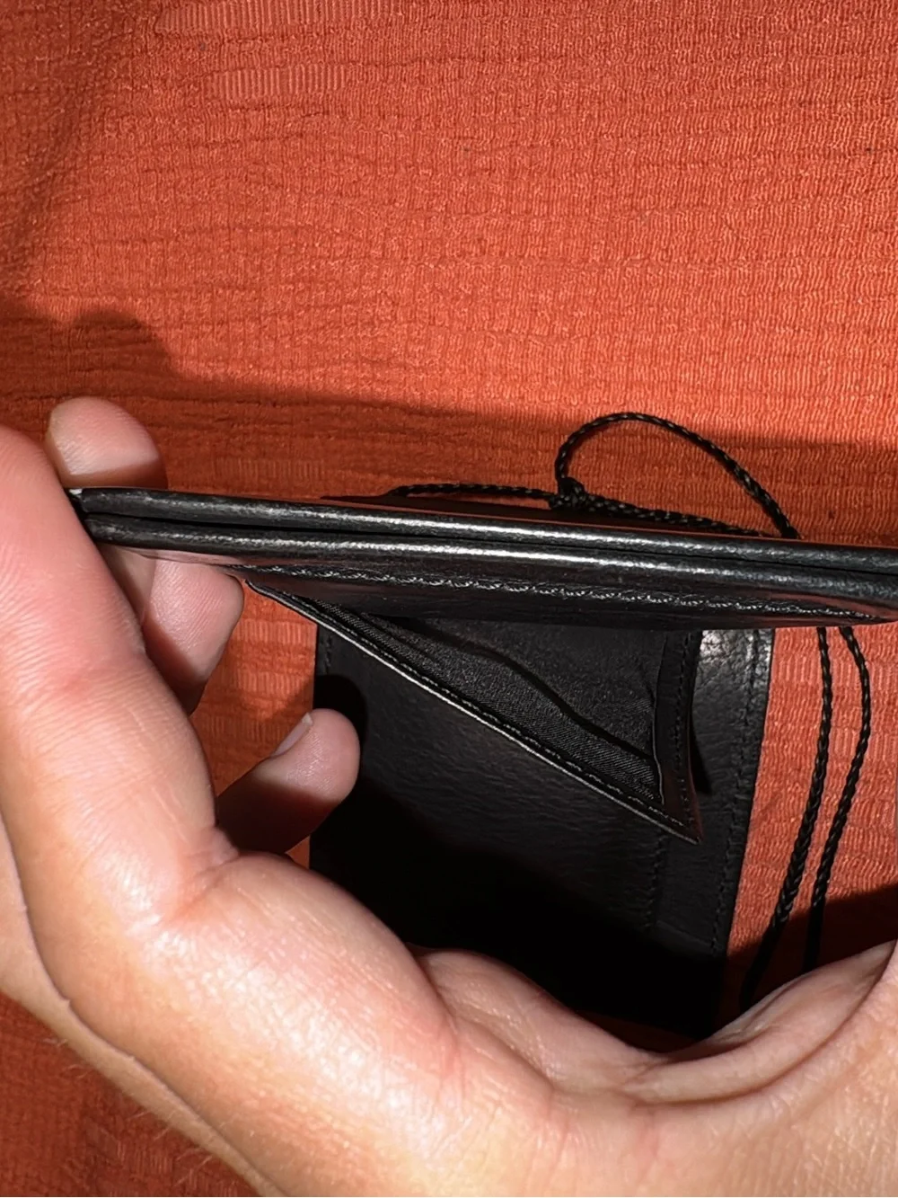 Gucci Black Leather Men’s Neck Wallet with Cord